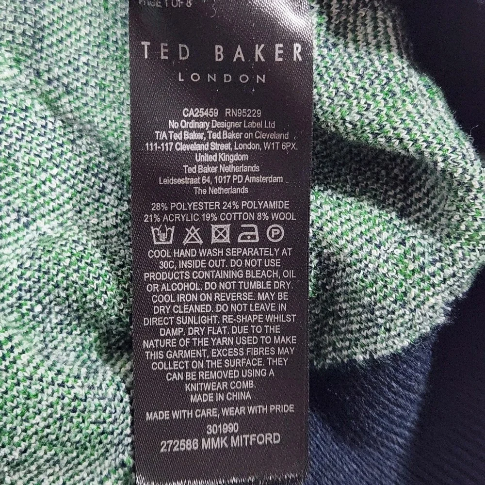 Ted Baker Boucle Jacquard Quarter Zip Short‎ Sleeve Polo Shirt Mens 5/XL - Picture 9 of 14